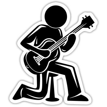 Gitarrist Gitarre Musiker - Sticker Größe S (10 x 10 cm) - Mattweiß - Vorne