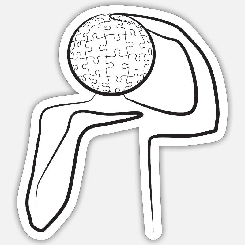 Denker Puzzle - Sticker Größe S (10 x 10 cm) - Mattweiß