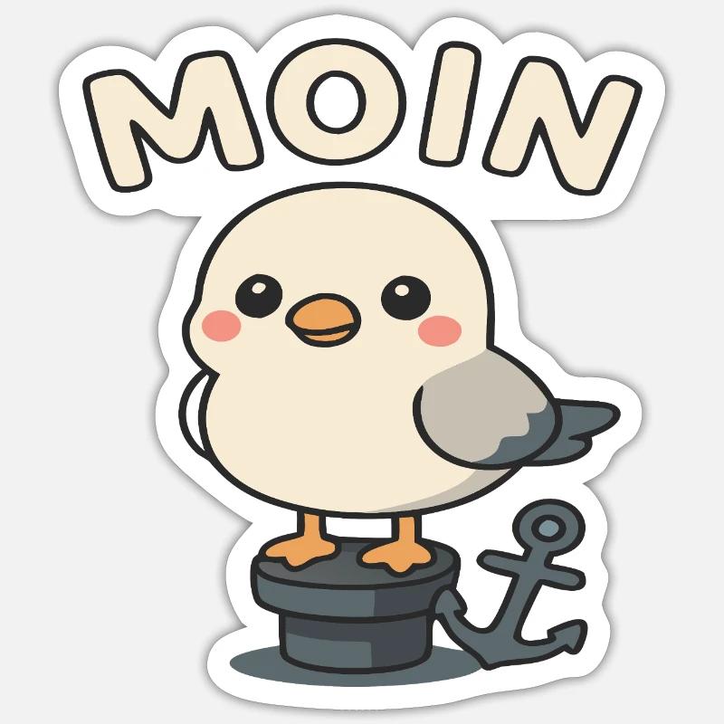 Moin - Möwedesign - Sticker Größe S (10 x 10 cm) - Mattweiß