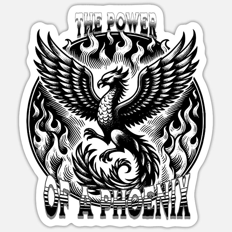 Feuriger Phönix mit Feuer  - Sticker Größe S (10 x 10 cm) - Mattweiß