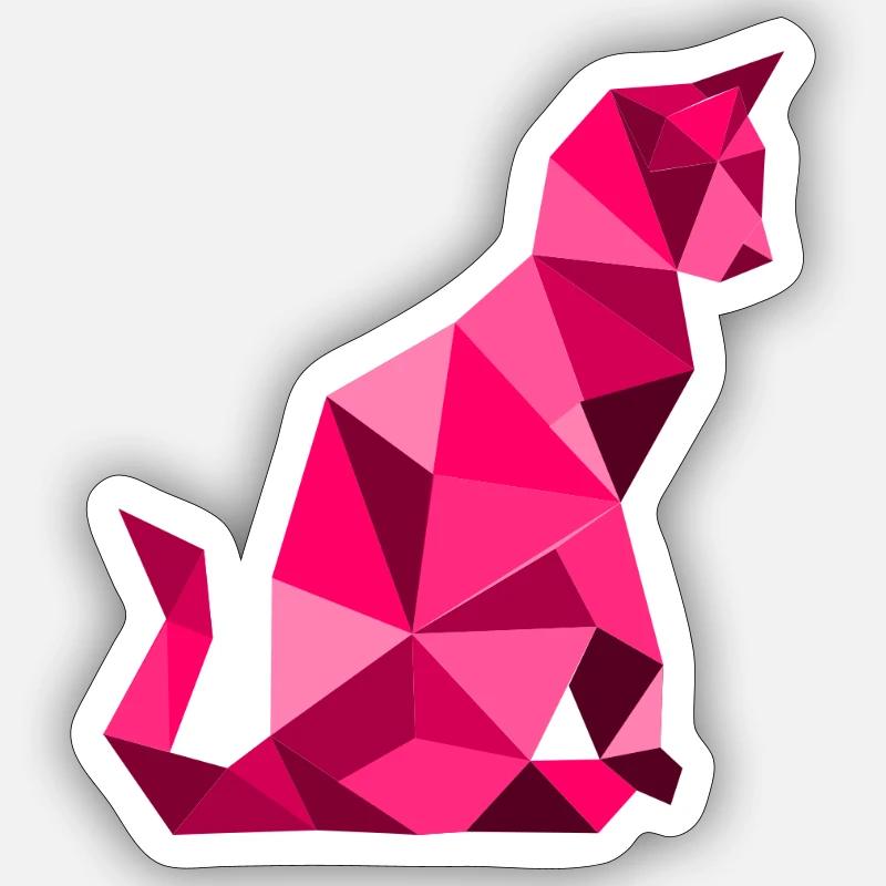 chat_lowpoly_Magenta - Sticker size S (10 x 10 cm) - white matte