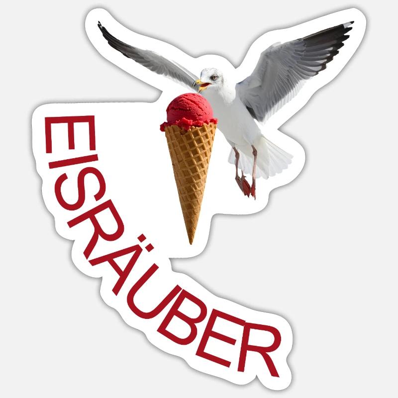 Möwe mit Eiscreme Eisräuber - Sticker taille S (10 x 10 cm) - blanc mat