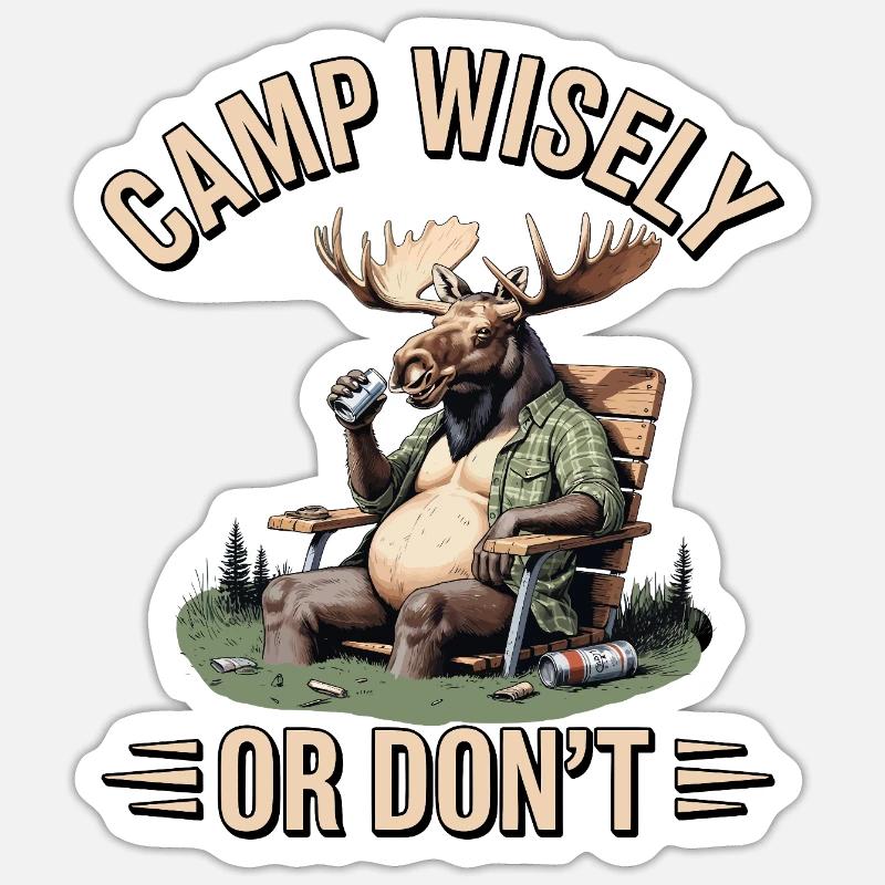 Camp Wisely Moose - Sticker size S (10 x 10 cm) - white matte