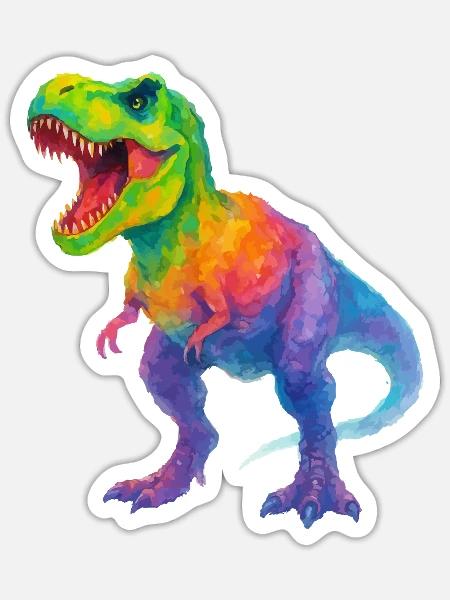 Bunter Dinosaurier mit Farbverlauf - Sticker Größe S (10 x 10 cm) - Mattweiß