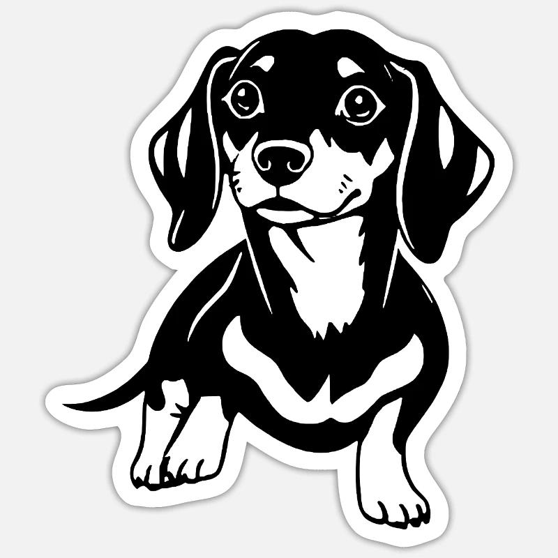 teckel - Sticker taille S (10 x 10 cm) - blanc mat