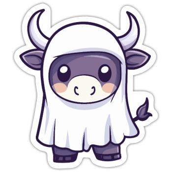 Bull Halloween fantôme - Sticker taille S (10 x 10 cm) - blanc mat - Devant