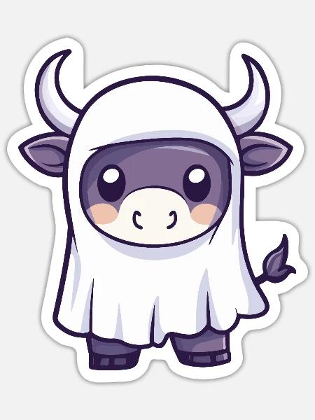 Bull Halloween Ghost - Sticker size S (10 x 10 cm) - white matte