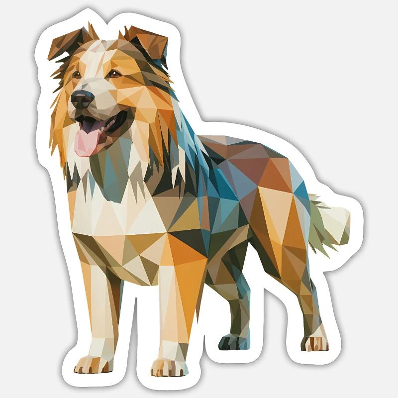 Australian Shepherd - Cooles Low Poly Logo Sticker Größe S (10 x 10 cm)