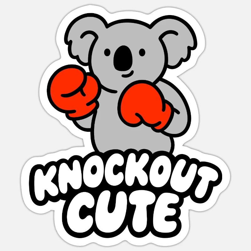 Knockout Cute Koala mit Boxhandschuhen - Sticker Größe S (10 x 10 cm) - Mattweiß