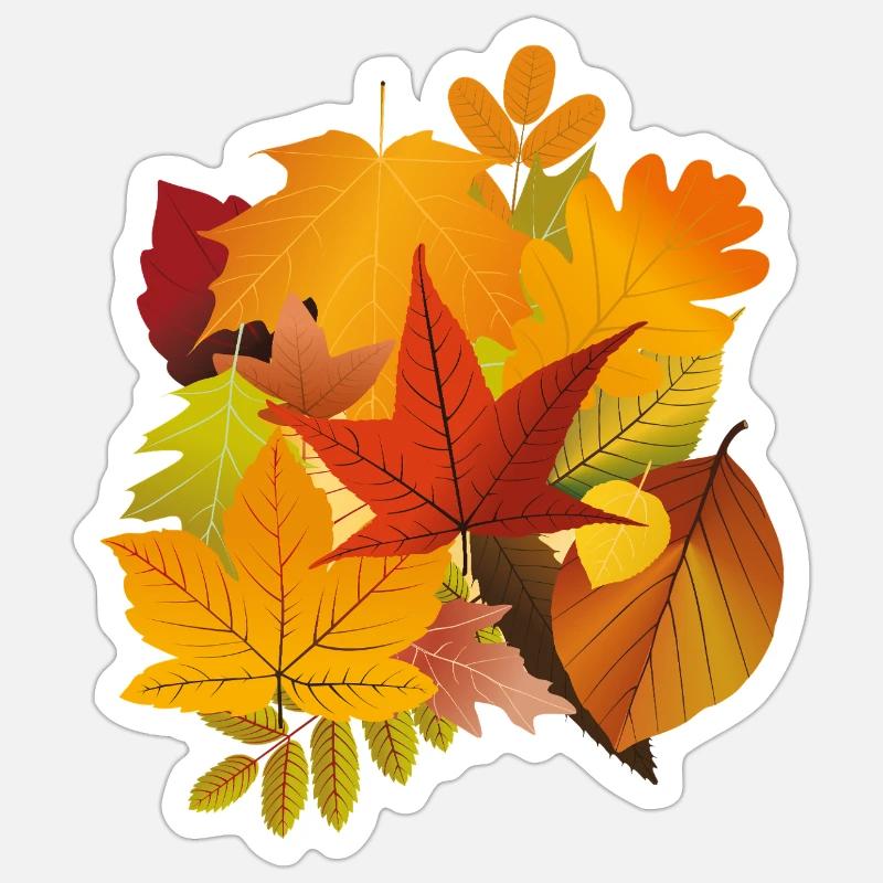 Feuilles d’automne - Sticker taille S (10 x 10 cm) - blanc mat