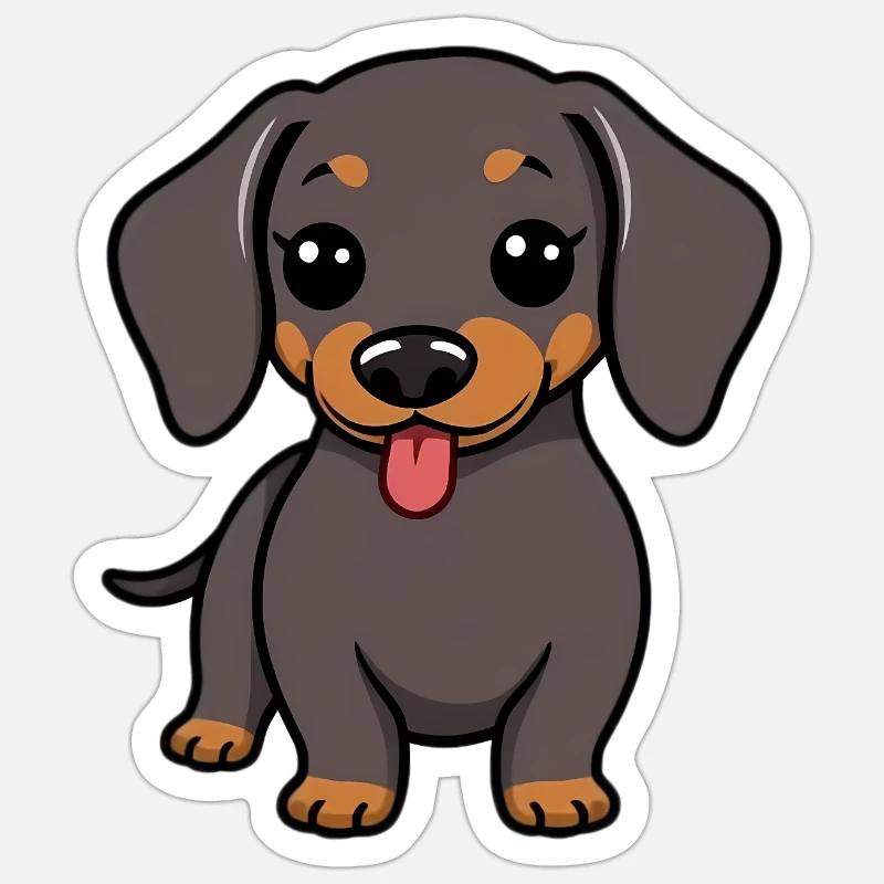 Chien teckel - Sticker taille S (10 x 10 cm) - blanc mat