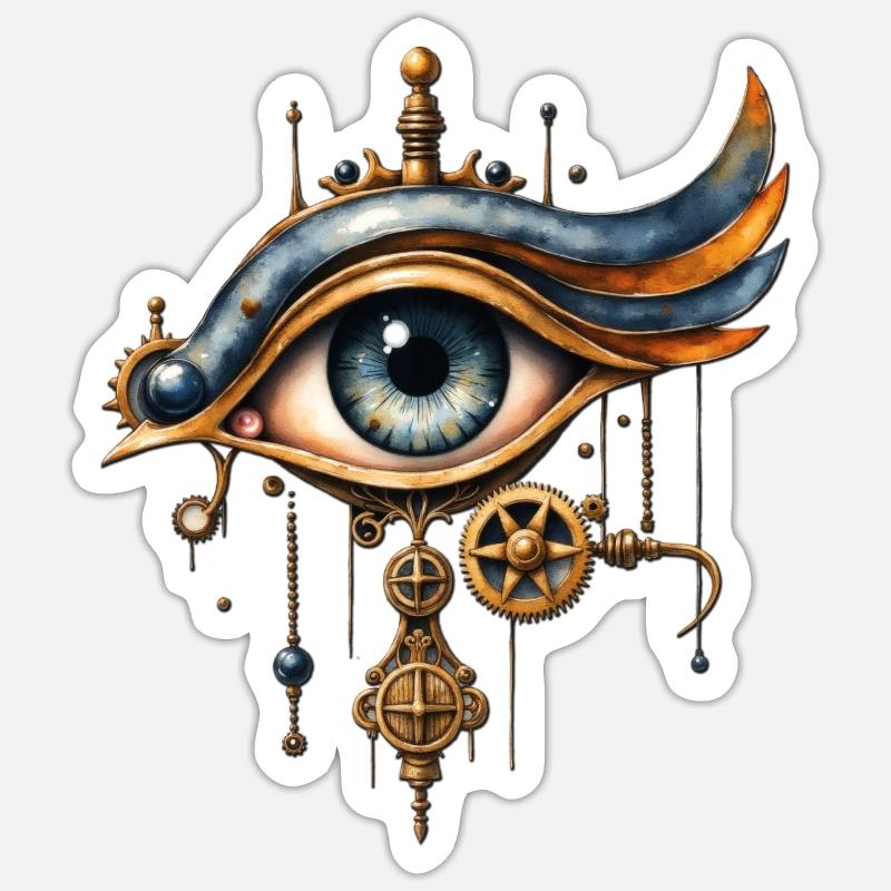 Oeil mécanique steampunk - Sticker taille S (10 x 10 cm) - blanc mat