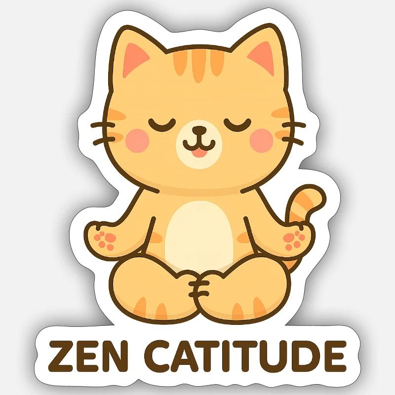 Zen Catitude - Sticker taille S (10 x 10 cm) - blanc mat
