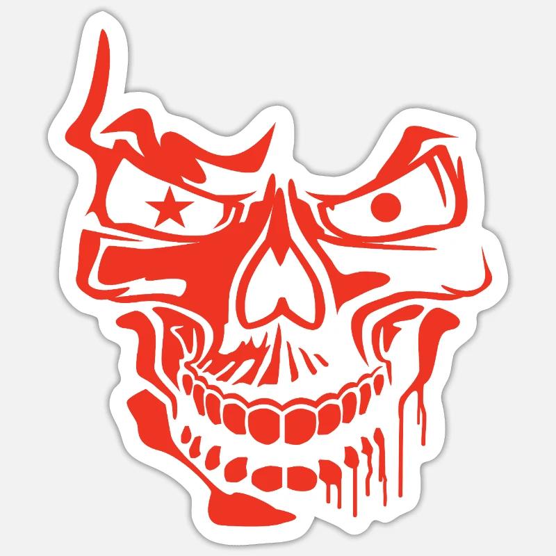 Red Stylized Skull Illustration - Sticker size S (10 x 10 cm) - white matte