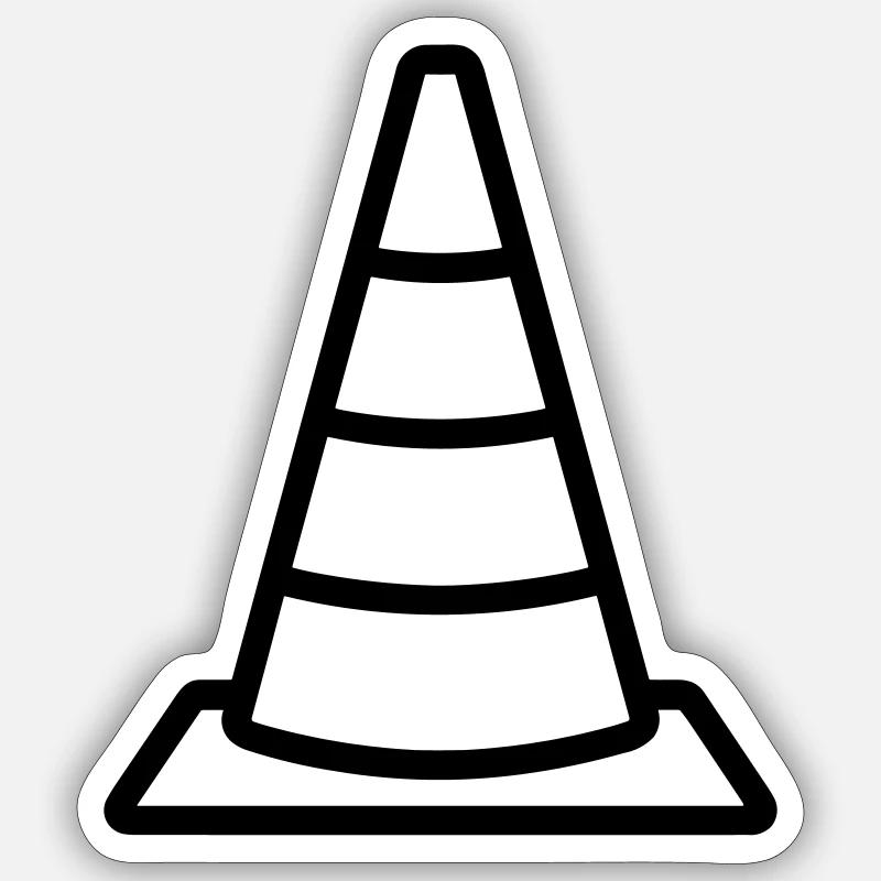 cône de signalisation - Sticker taille S (10 x 10 cm) - blanc mat