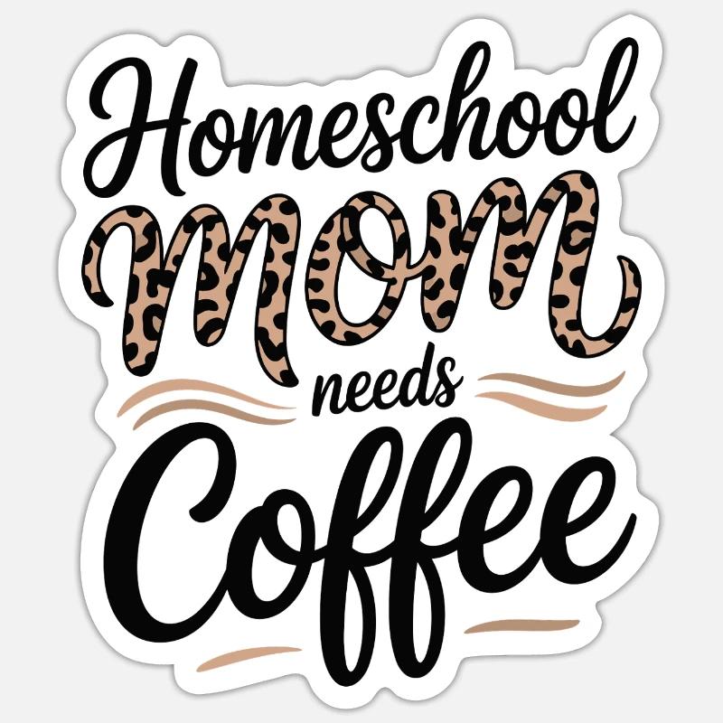 Homeschool-Mutter liebt Kaffee - Sticker Größe S (10 x 10 cm) - Mattweiß