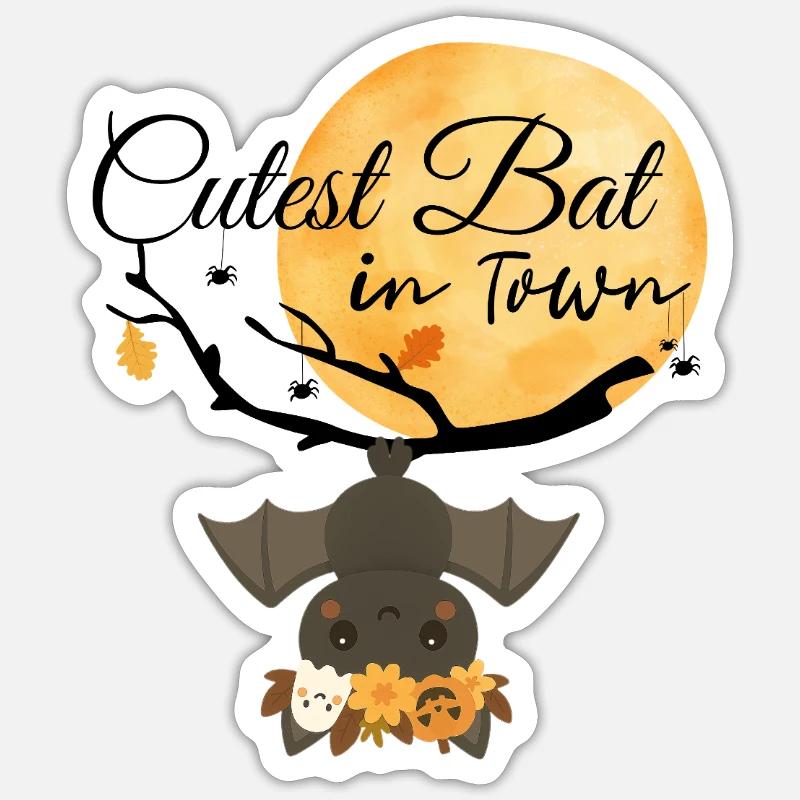 Full BoHo Cutest Bat in Town - Sticker size S (10 x 10 cm) - white matte