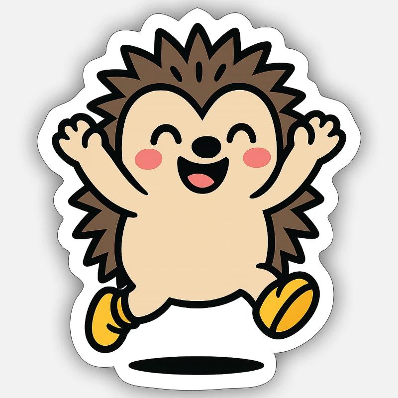 Fröhlicher Igel im Spiel - Sticker Größe S (10 x 10 cm) - Mattweiß