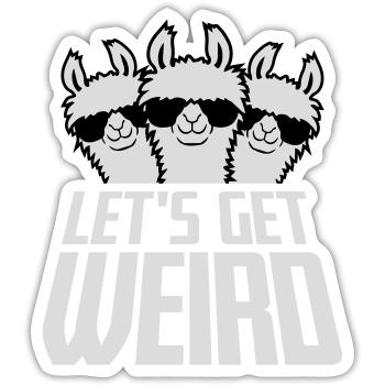 Let's Get Weird 3 Lama Freunde Team Sonnenbrille - Sticker Größe S (10 x 10 cm) - Mattweiß - Vorne