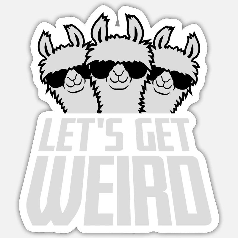 Let's Get Weird 3 Lama Freunde Team Sonnenbrille Sticker Größe S (10 x 10 cm)