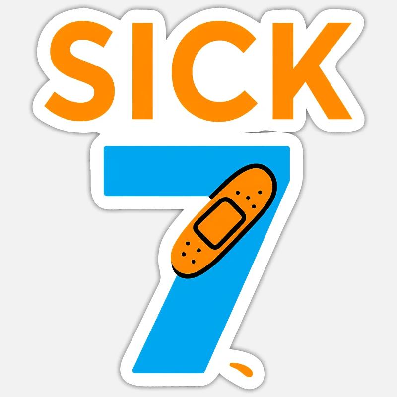 Sick Seven Meme Tee Six Seven  - Sticker Größe S (10 x 10 cm) - Mattweiß