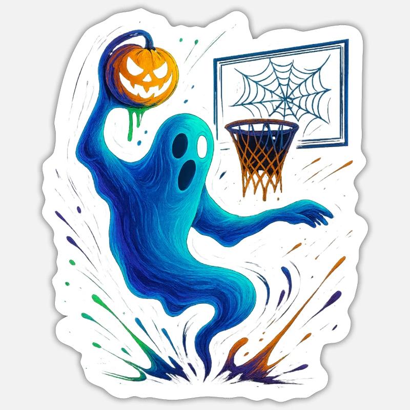 Halloween Ghost Dunk Kürbis Sneaker - Sticker Größe S (10 x 10 cm) - Mattweiß