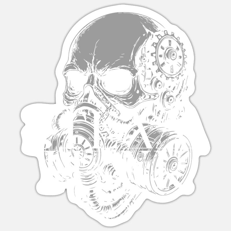 Steampunk Skull Gearwork - Sticker size S (10 x 10 cm) - white matte