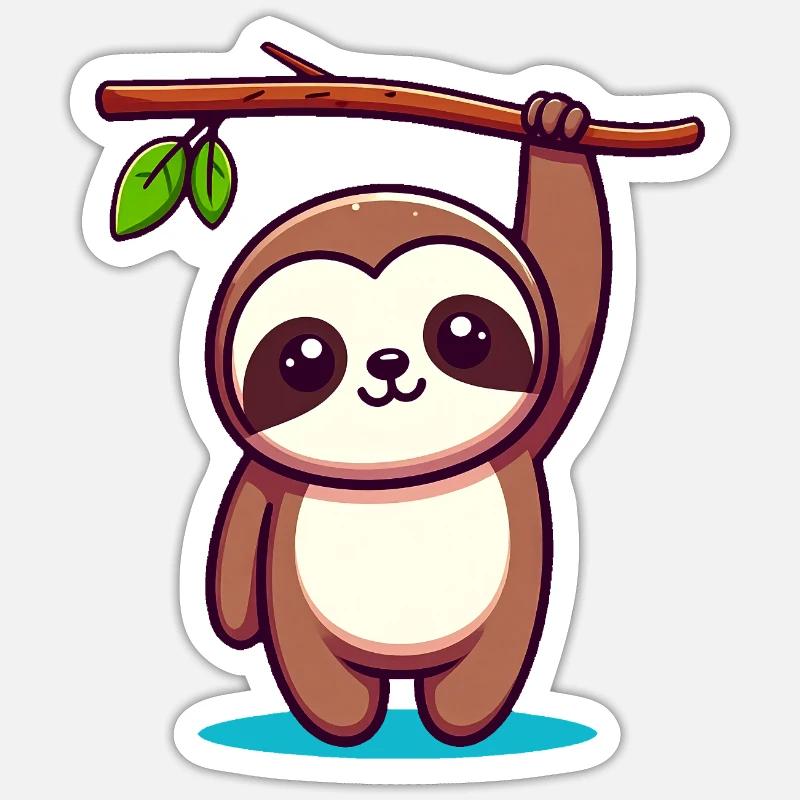 Cute Sloth (Chibi Comic) - Sticker size S (10 x 10 cm) - white matte