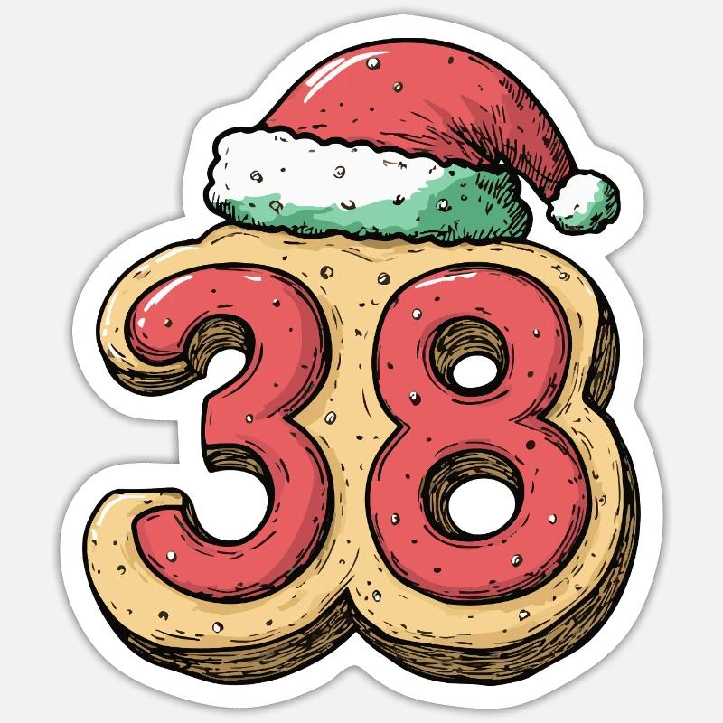 38 Numéro Biscuit Noël - Sticker taille S (10 x 10 cm) - blanc mat