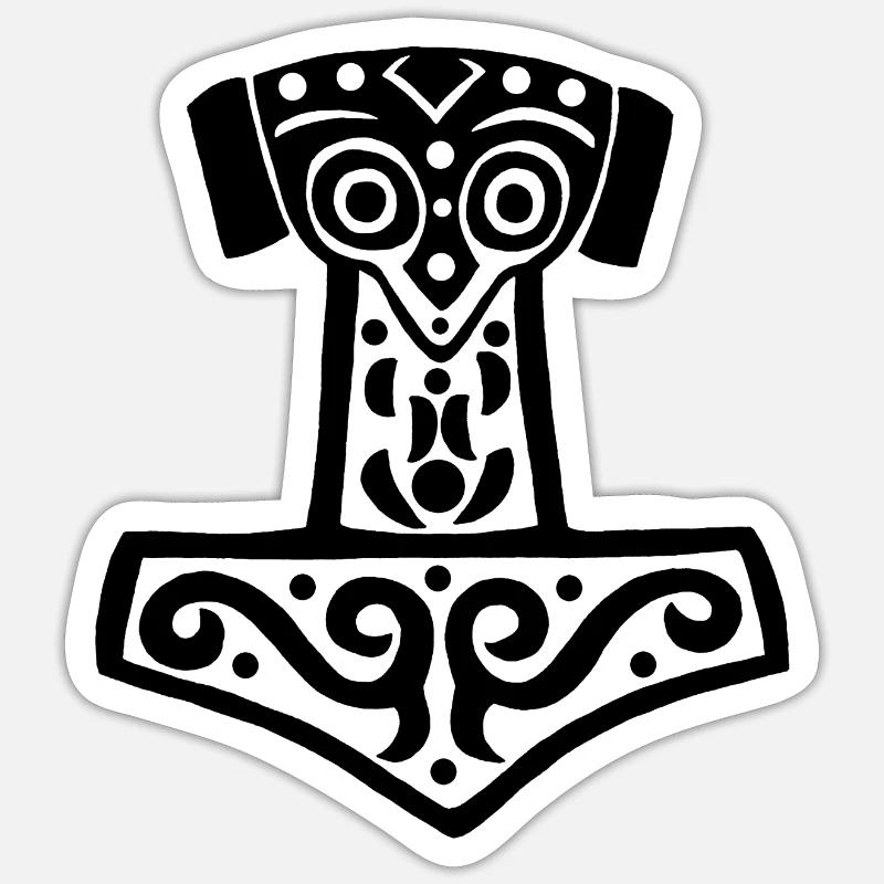 Marteau de Thor (noir) - Sticker taille S (10 x 10 cm) - blanc mat