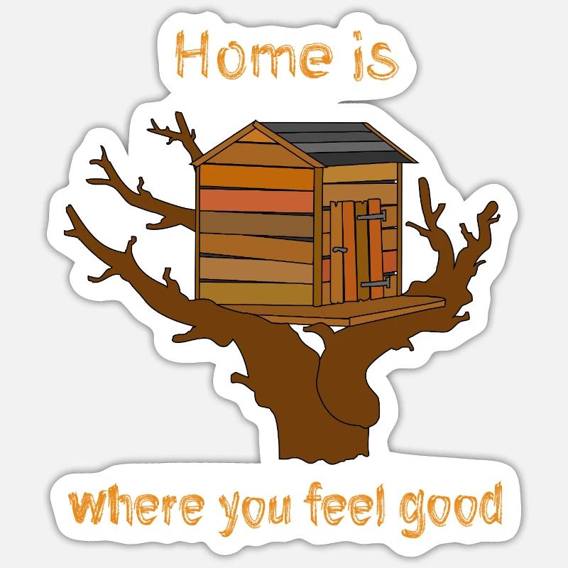 Maison dans l’arbre avec texte - Sticker taille S (10 x 10 cm) - blanc mat