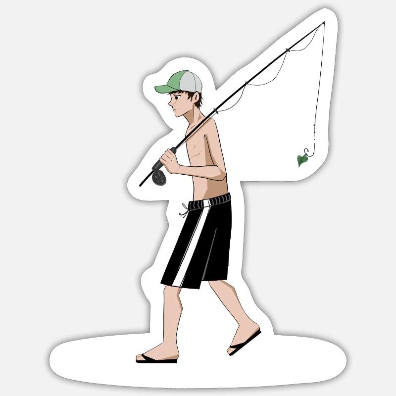 Pêcheur - Sticker taille S (10 x 10 cm) - blanc mat