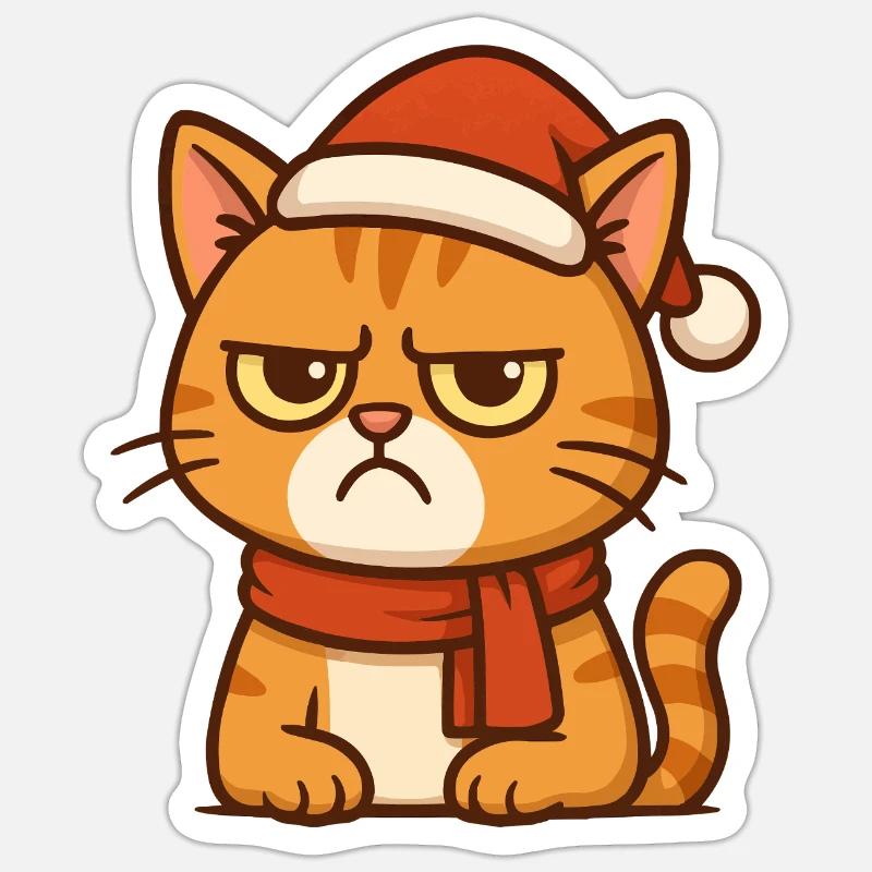 Grumpy Christmas hangover - Sticker size S (10 x 10 cm) - white matte