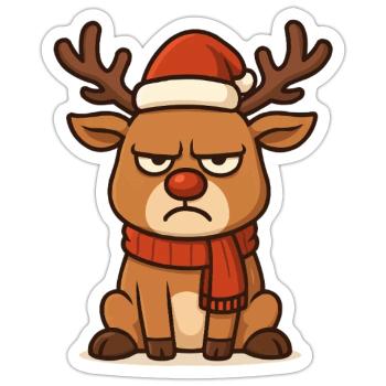 Grim Reindeer with Christmas Scarf - Sticker size S (10 x 10 cm) - white matte - Front