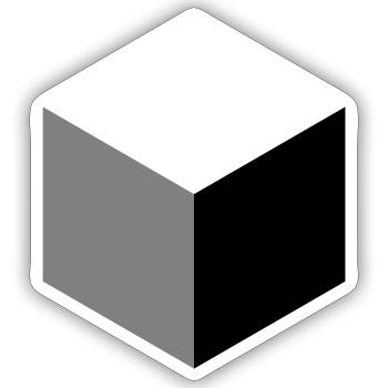 Geometrische Würfel-Silhouette - Sticker Größe S (10 x 10 cm) - Mattweiß - Vorne