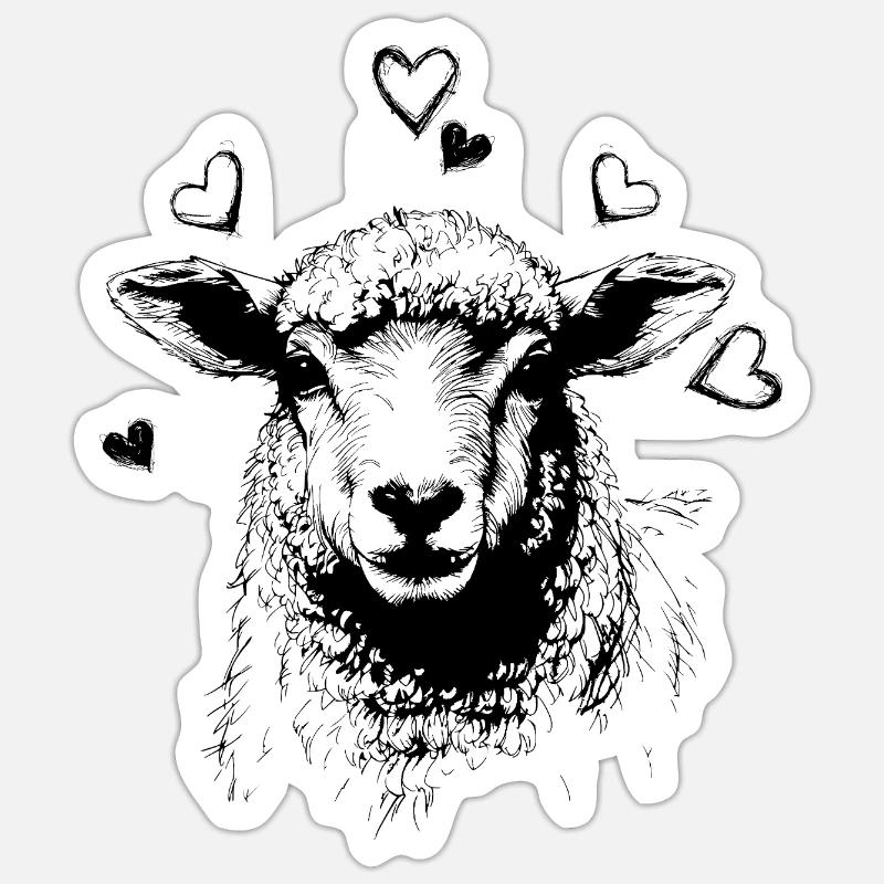Schaf mit Herzchen Sticker Größe S (10 x 10 cm)