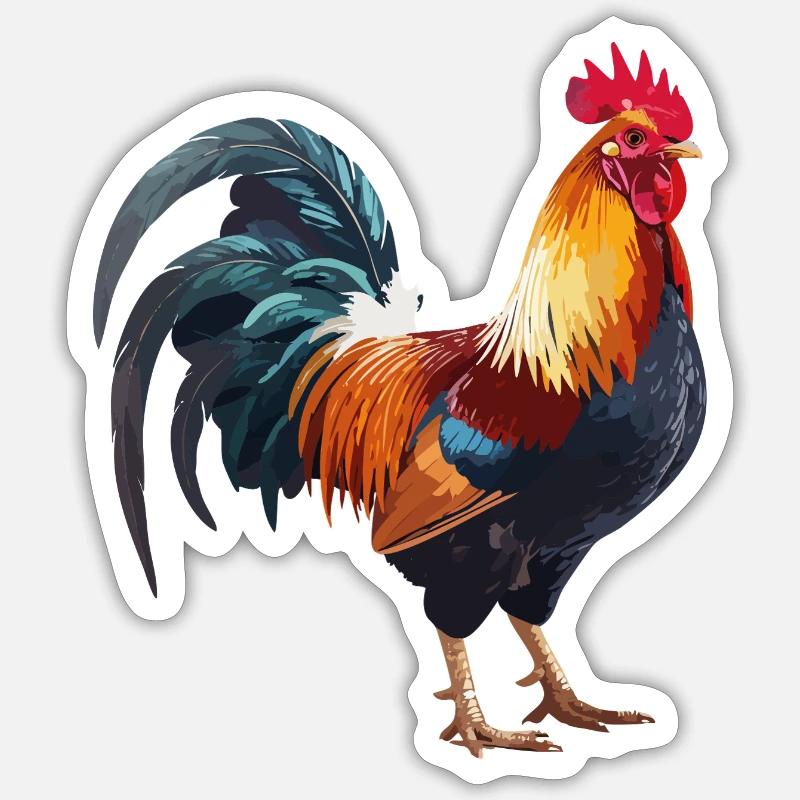 Rooster3 - Sticker size S (10 x 10 cm) - white matte