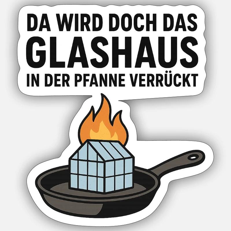 Da_wird_doch_das_Glashaus_in_der_Pfanne_verrückt - Sticker size S (10 x 10 cm) - white matte