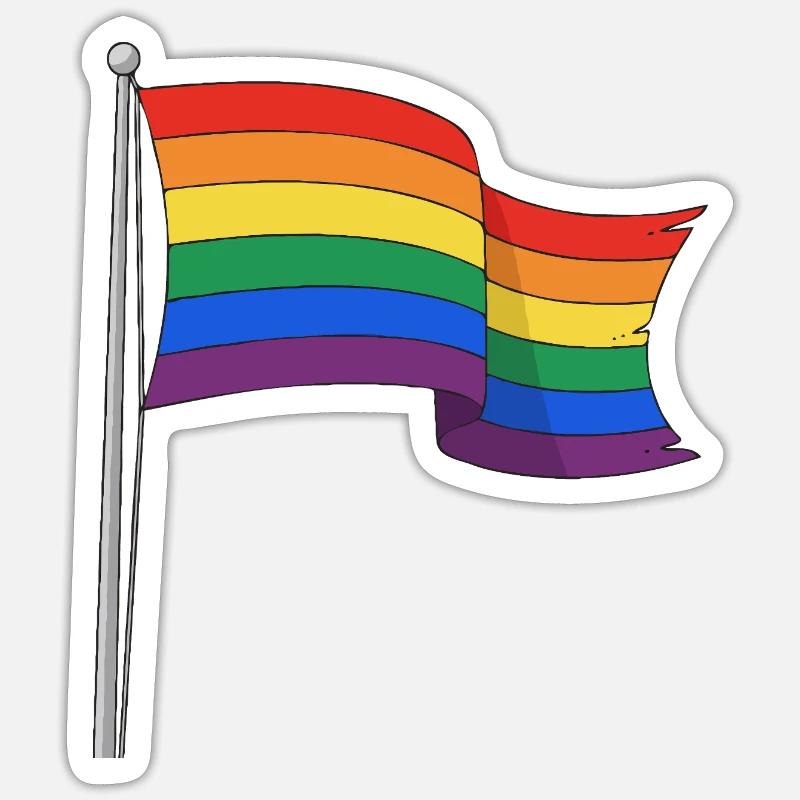 Rainbow flag curvy tracks - Sticker size S (10 x 10 cm) - white matte