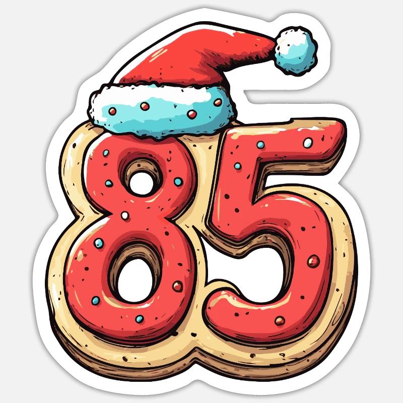 85 Numéro Biscuit Noël - Sticker taille S (10 x 10 cm) - blanc mat