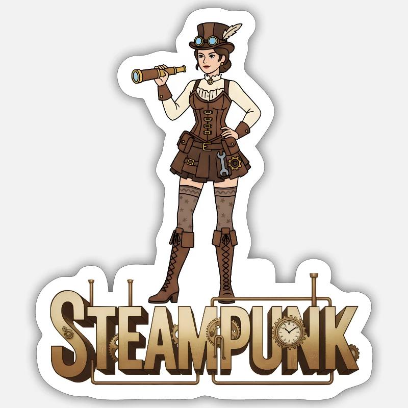 Steampunk - Sticker taille S (10 x 10 cm) - blanc mat