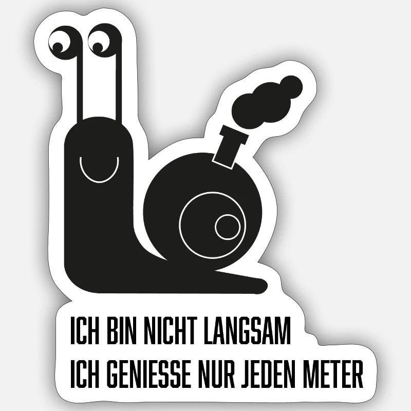 Escargot avec une drôle de phrase - Sticker taille S (10 x 10 cm) - blanc mat
