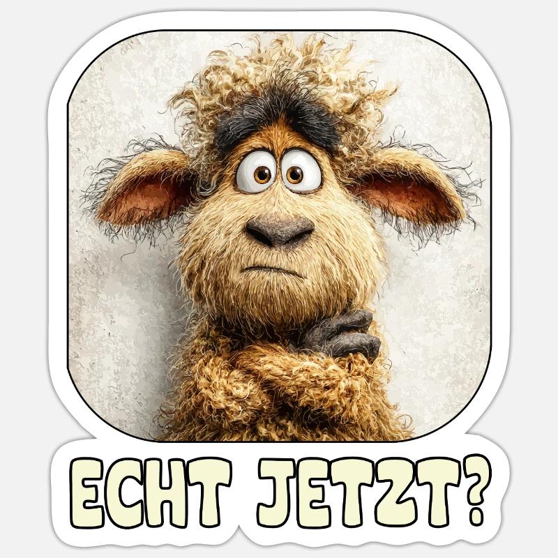 Really? Astonished Wool Monster Sheep - Sticker size S (10 x 10 cm) - white matte