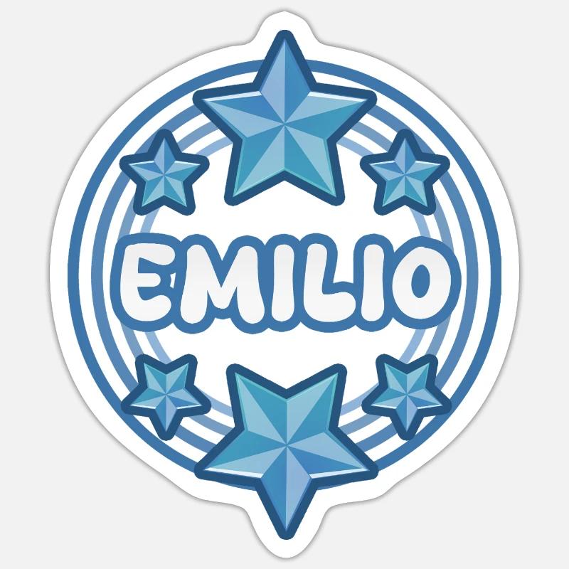 Nom : Emilio - Sticker taille S (10 x 10 cm) - blanc mat