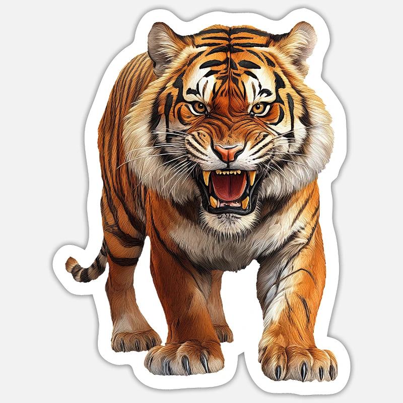 Tigre - Sticker taille S (10 x 10 cm) - blanc mat