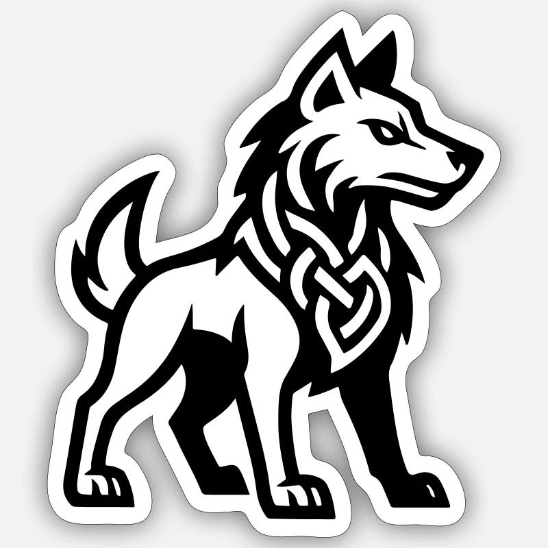 Loup Viking - Sticker taille S (10 x 10 cm) - blanc mat