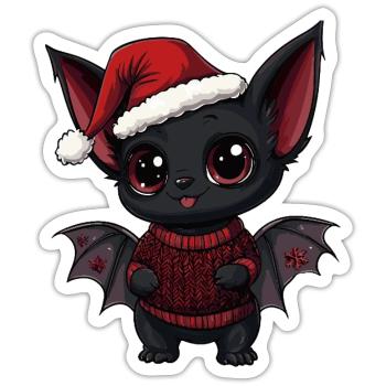 Fledermaus Weihnachten Xmas - Sticker Größe S (10 x 10 cm) - Mattweiß - Vorne