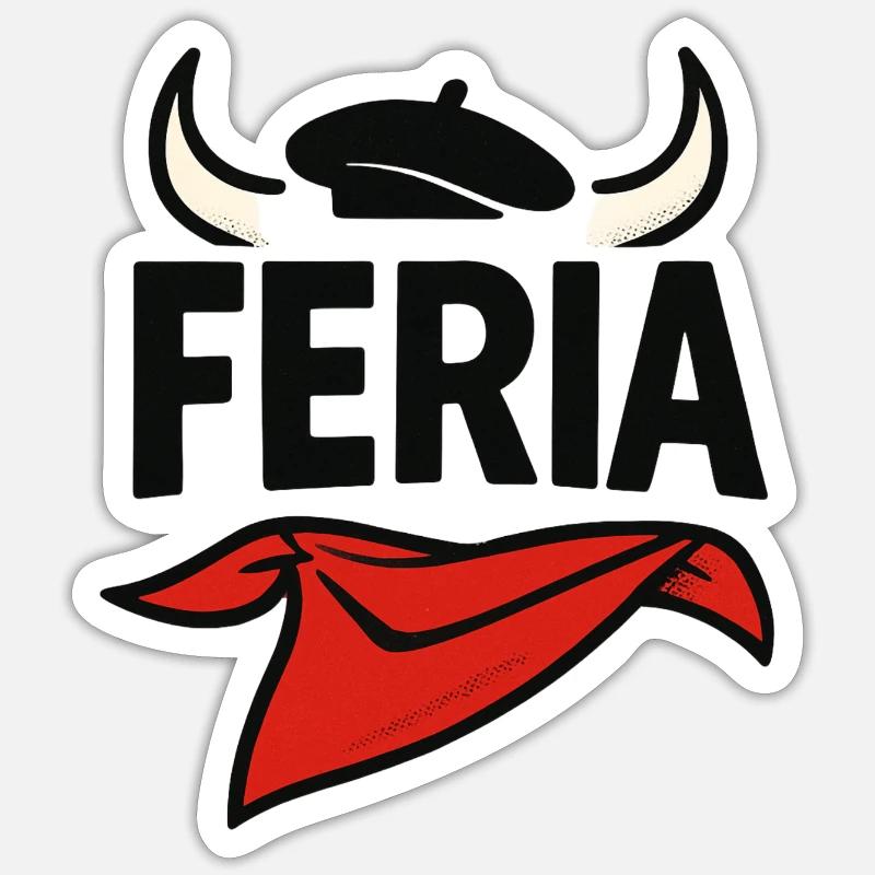 Féria - Pays Basque - Sticker taille S (10 x 10 cm) - blanc mat