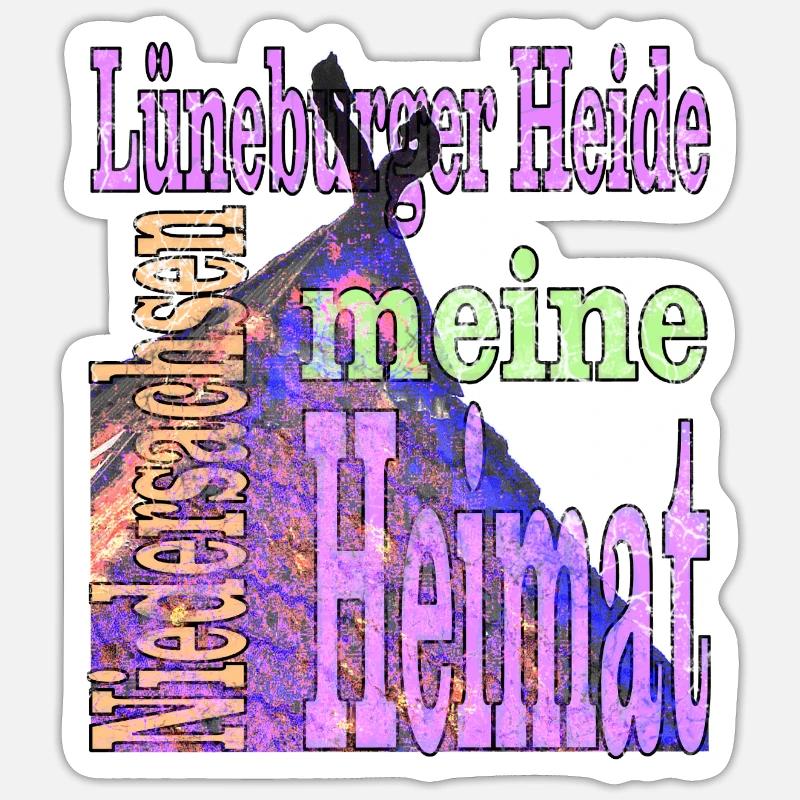 Lüneburger Heide mit Text - Sticker Größe S (10 x 10 cm) - Mattweiß