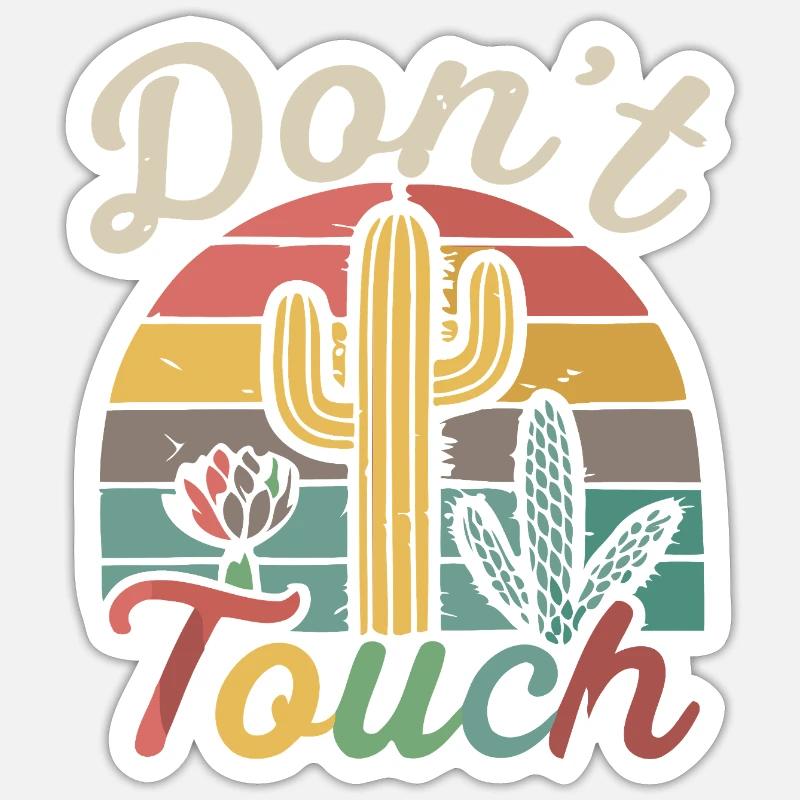 Fass Retro Cactus nicht an - Sticker Größe S (10 x 10 cm) - Mattweiß